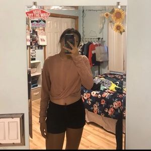 Pink cropped long sleeve shirt